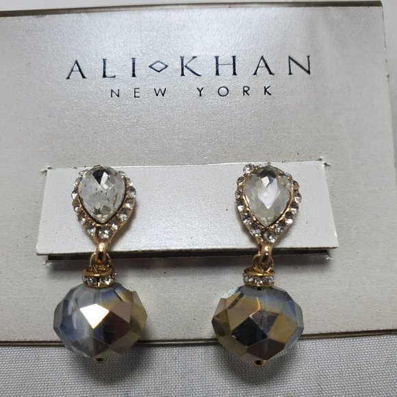 Ali Khan Hematite faceted glass bead with gold and rhinestone pierced … - Picture 11 of 12